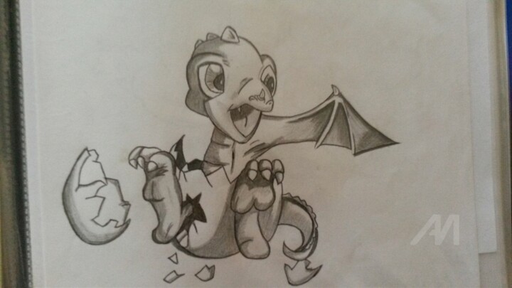Bebe Dragon Drawing By Laplume Artmajeur