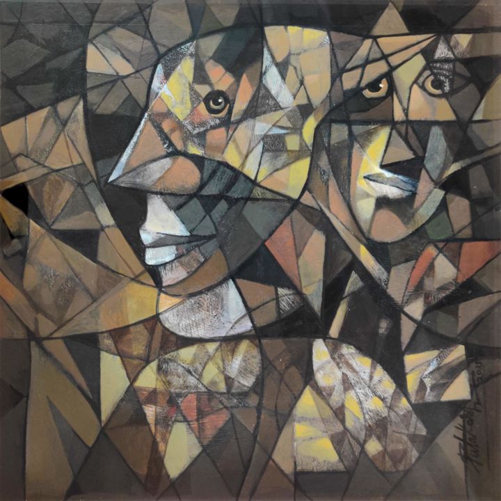 제목이 "face..."인 미술작품 Pulkesh Mandal로, 원작, 아크릴