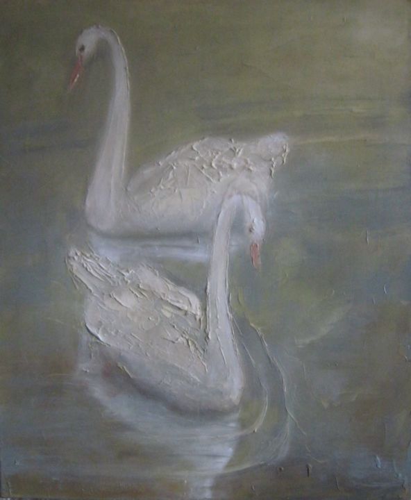 Peinture intitulée "Лебеди." par Sergei Bogoliubov, Œuvre d'art originale, Huile