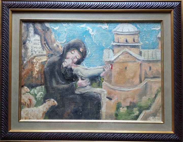 Картина под названием "Св. мученик Станко" - Сергей Боголюбов, Подлинное произведение искусства, Масло