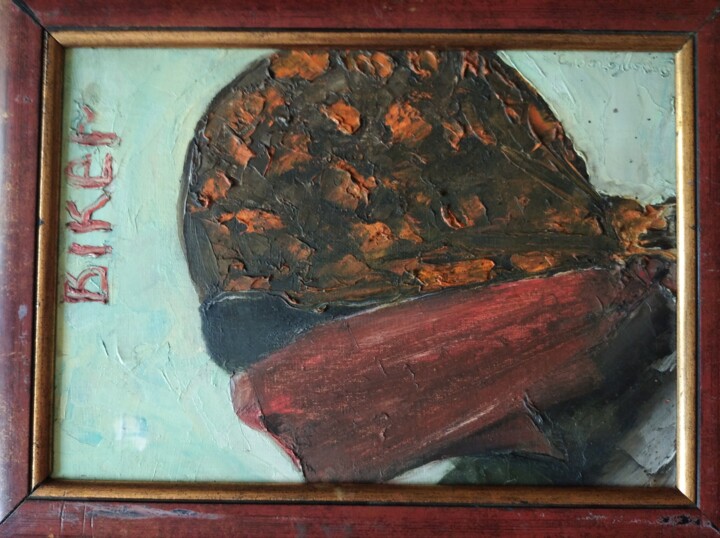 Schilderij getiteld "Байкер." door Sergei Bogoliubov, Origineel Kunstwerk, Olie