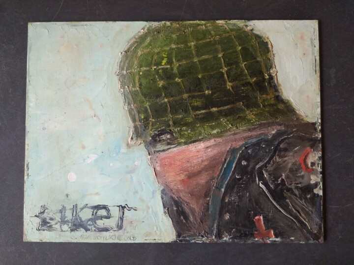 Картина под названием "Байкер "Маленький М…" - Сергей Боголюбов, Подлинное произведение искусства, Масло
