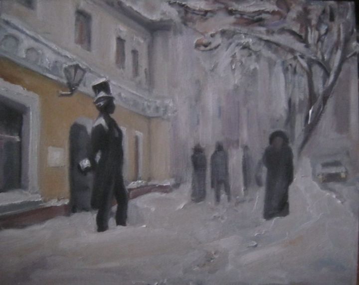 Painting titled "Одесса. Ул.Пушкинск…" by Sergei Bogoliubov, Original Artwork, Oil
