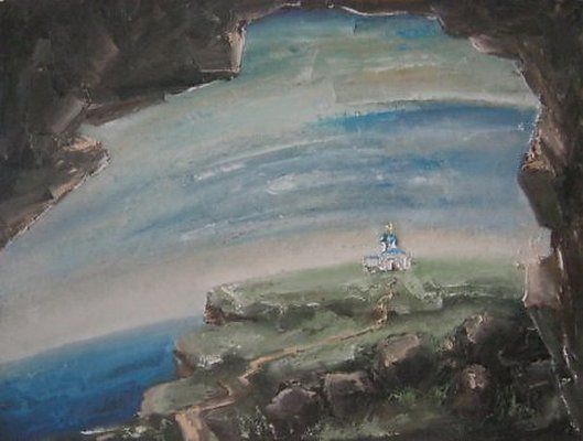 Картина под названием "Дорога к Храму" - Сергей Боголюбов, Подлинное произведение искусства, Масло