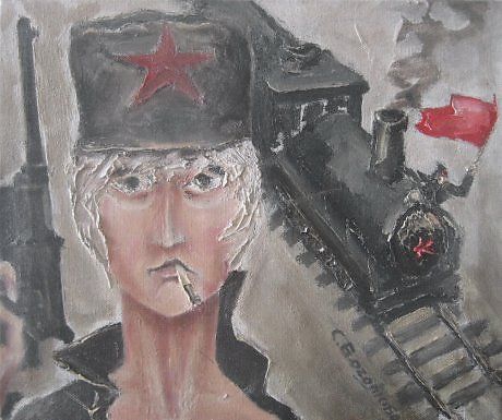 Painting titled ""Эй Буржуй..!"" by Sergei Bogoliubov, Original Artwork, Oil