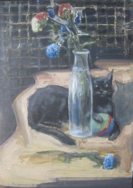 "Черный кот.." başlıklı Tablo Сергей Боголюбов tarafından, Orijinal sanat, Petrol