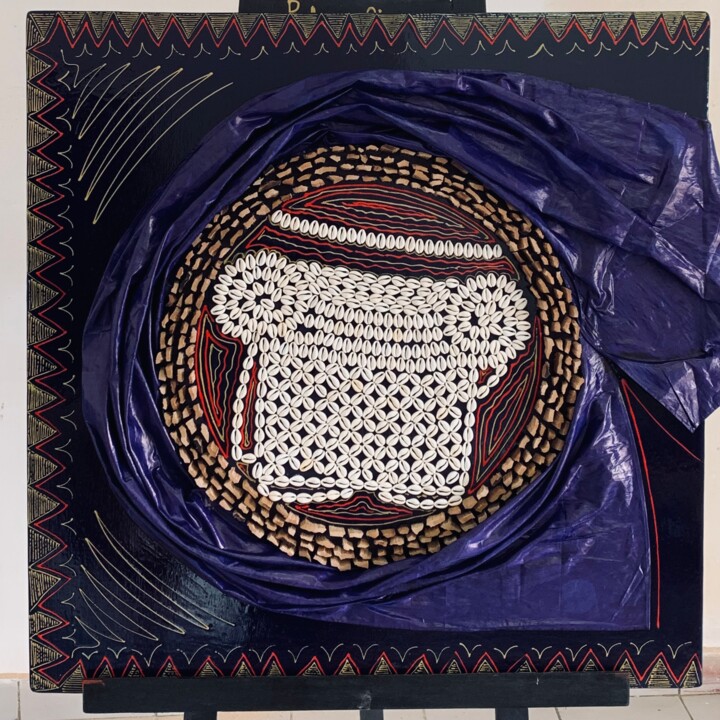 Collages intitulée "Le Tabouret" par Pulsus Atom, Œuvre d'art originale, Bois Monté sur Panneau de bois