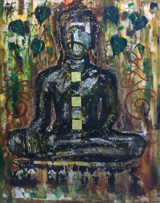 Painting titled "Buddha's Day Off" by pun, Original Artwork