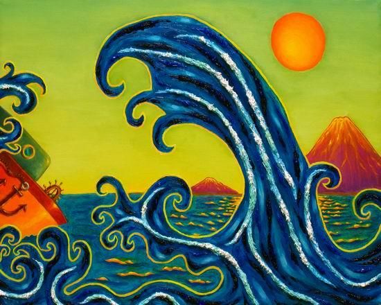 Painting titled "Ship in Treacherous…" by Punit Vaidya, Original Art,