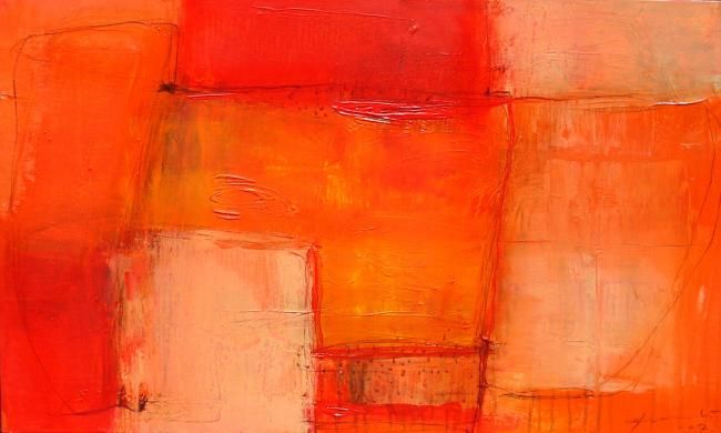 Картина под названием "SPACE OF RED #1" - Purnata, Подлинное произведение искусства, Масло