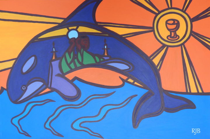 Картина под названием "Orca" - Richard J. Bond, Подлинное произведение искусства, Масло