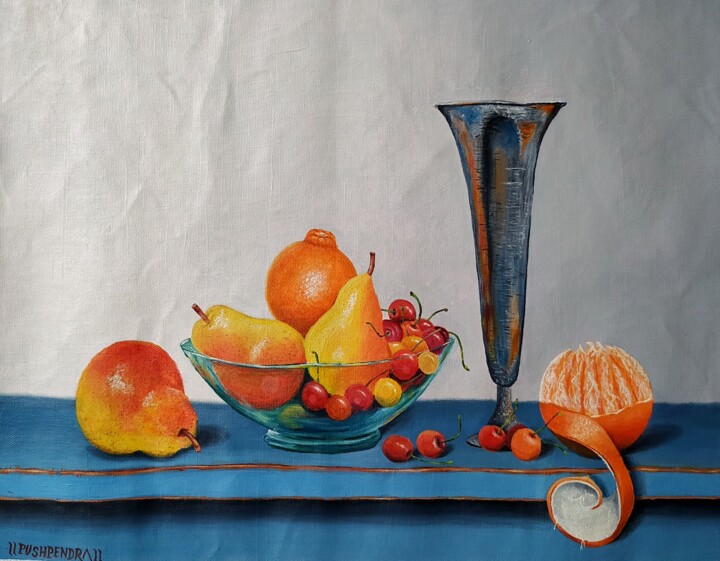 Painting titled "ORANGES" by Pushpendra Singh Mandloi, Original Artwork, Oil