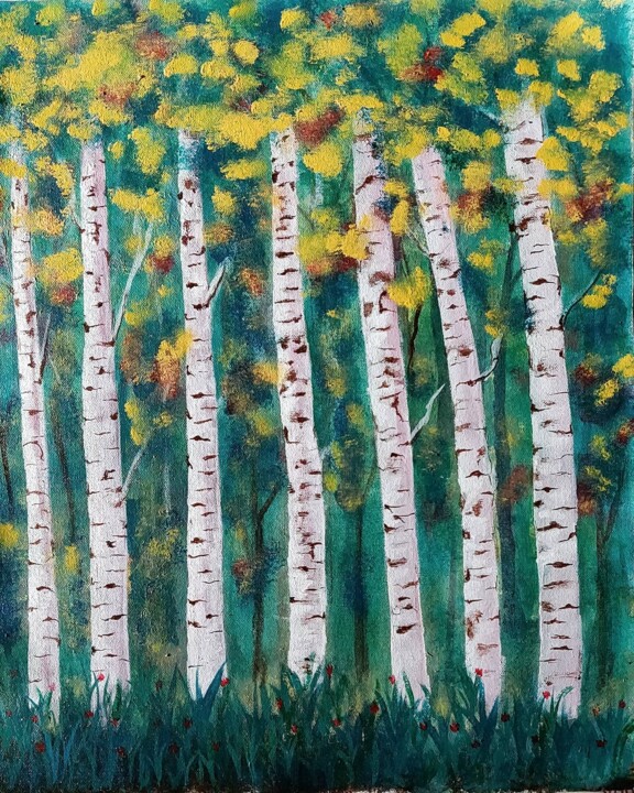 Painting titled "woods" by Puspita Datta, Original Artwork, Acrylic