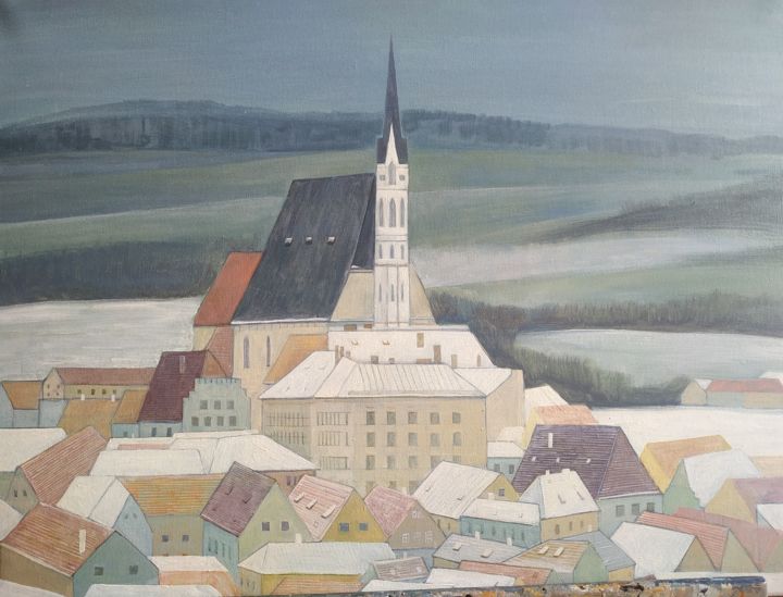 Картина под названием "город" - Vjacheslav Illjashenko, Подлинное произведение искусства, Масло