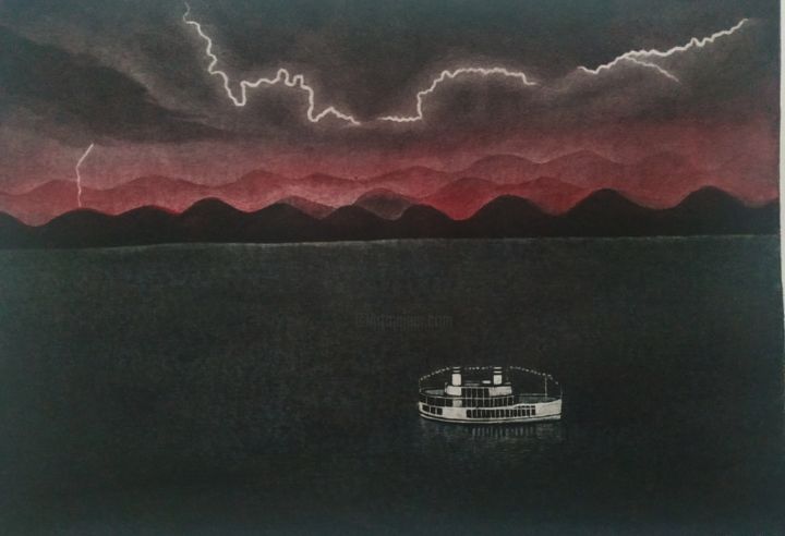 Printmaking titled "thunderstorm on the…" by Vjacheslav Illjashenko, Original Artwork, Embossing