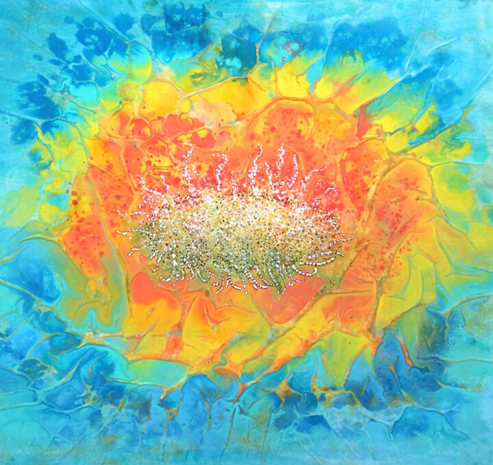 Painting titled "Golden Rose" by Pu Wei, Original Artwork, Ink