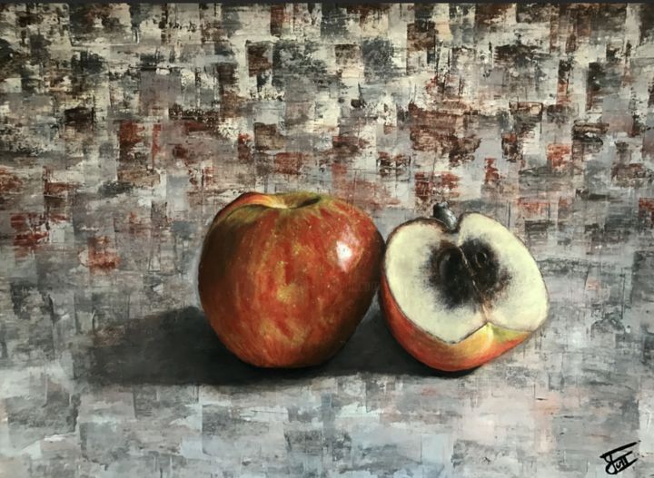 Schilderij getiteld "Rotten apple" door Puza Thapa, Origineel Kunstwerk, Acryl