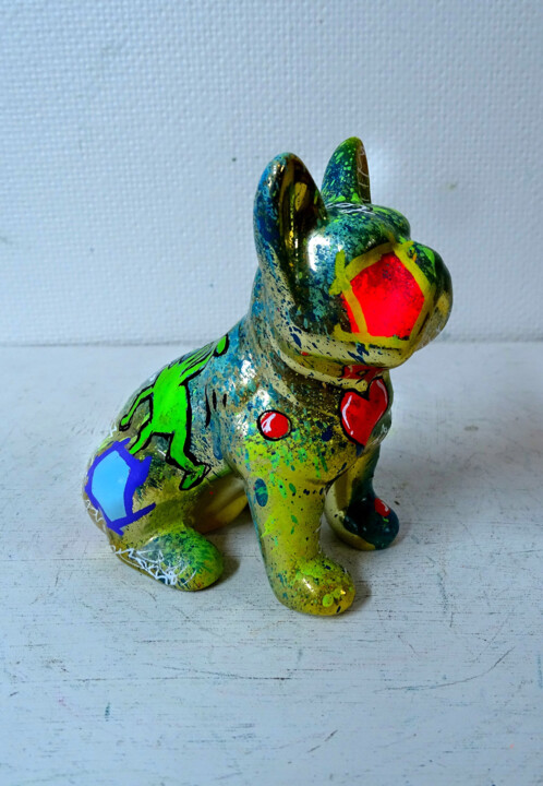Sculpture titled "Bulldog miniature P…" by Pvettese, Original Artwork, Spray paint