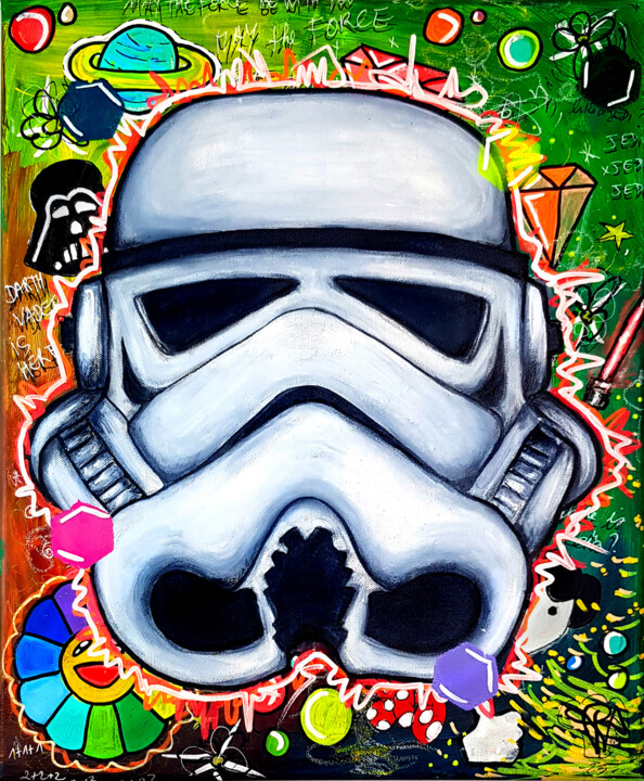 Painting titled "Tableau Star Wars P…" by Pvettese, Original Artwork, Acrylic Mounted on Wood Stretcher frame