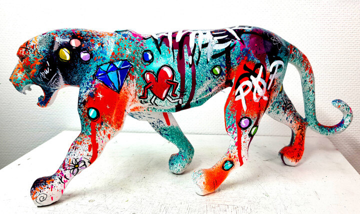 Sculpture intitulée "Urban Panther Sculp…" par Pvettese, Œuvre d'art originale, Bombe aérosol