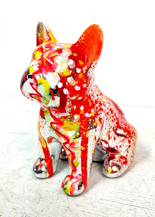 Escultura intitulada "Mini Bulldog Pop Ar…" por Pvettese, Obras de arte originais, Tinta spray