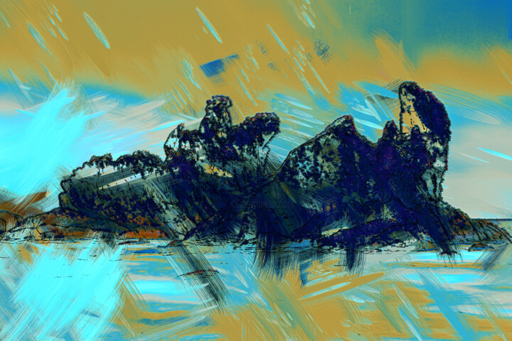 Digital Arts titled "Rocks" by Pwa Studio, Original Artwork, Digital Painting