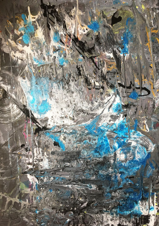 Peinture intitulée "Bleu argent" par Pya, Œuvre d'art originale, Acrylique