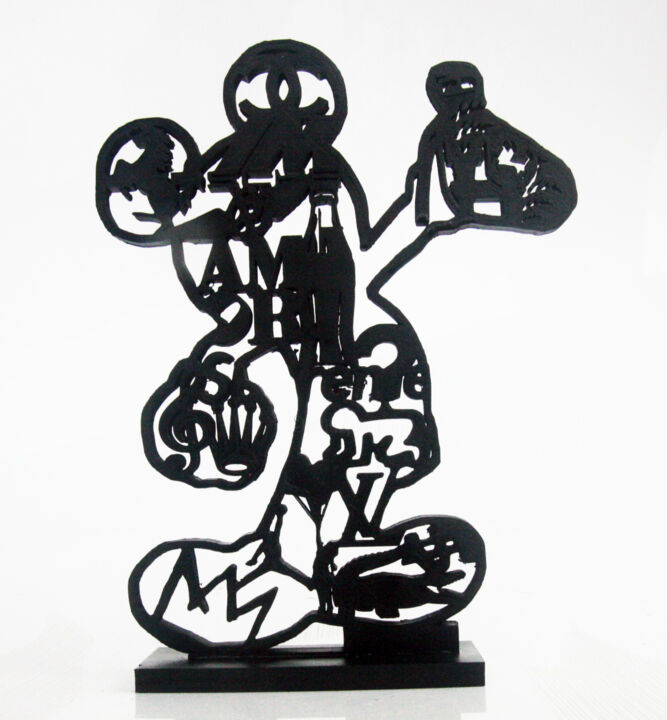 Sculpture titled "PyB Mickey logos &…" by Pyb, Original Artwork, Resin