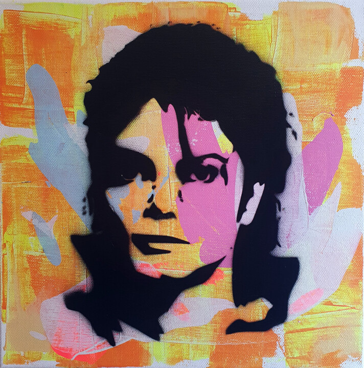 Painting titled "PyB Michael Jackson…" by Pyb, Original Artwork, Acrylic Mounted on Wood Stretcher frame