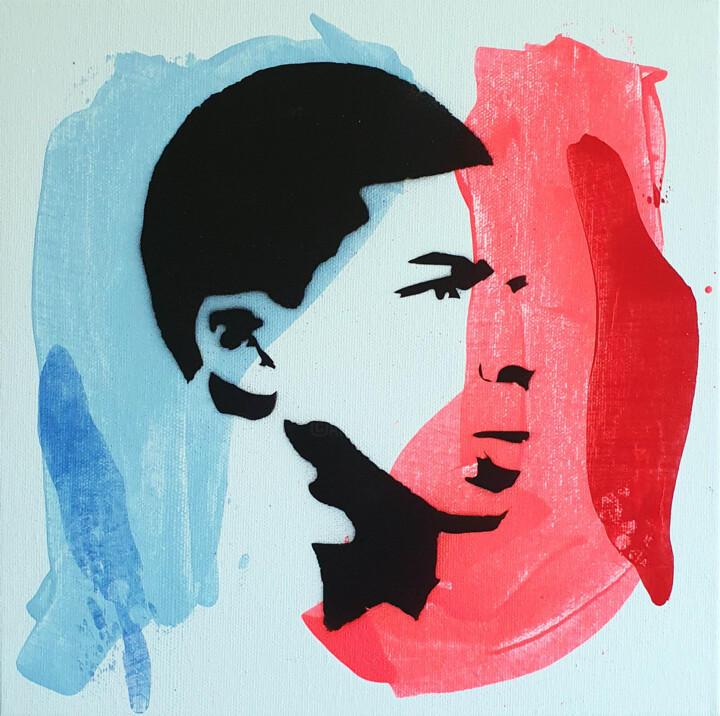 Painting titled "PyB Kylian Mbappé 2…" by Pyb, Original Artwork, Acrylic Mounted on Wood Stretcher frame