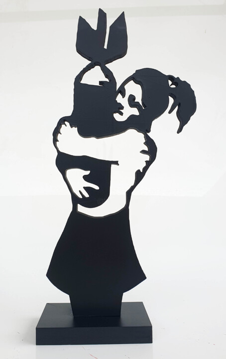 Sculpture titled "PyB Banksy girl bom…" by Pyb, Original Artwork, Resin