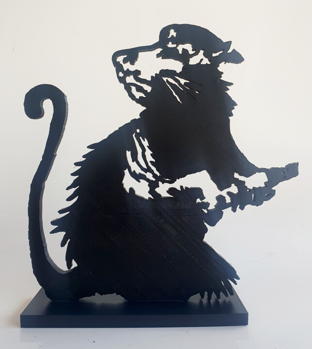 Skulptur mit dem Titel "PyB Rat Che Banksy…" von Pyb, Original-Kunstwerk, Harz