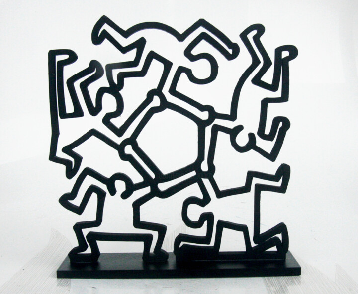 Escultura titulada "PyB La ronde Haring…" por Pyb, Obra de arte original, Resina