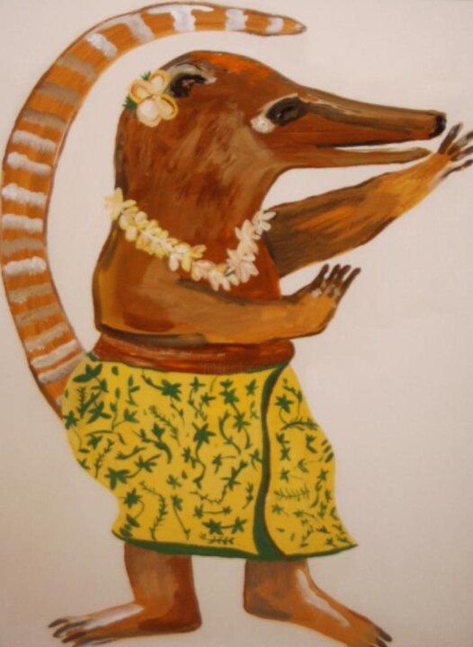 Malarstwo zatytułowany „Polynesian Nosebear” autorstwa Q.Mumu, Oryginalna praca
