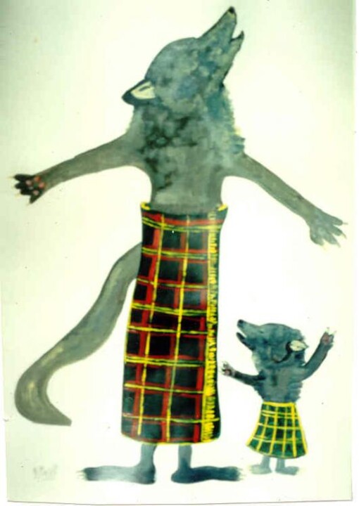 Malerei mit dem Titel "Les loups écossais" von Q.Mumu, Original-Kunstwerk