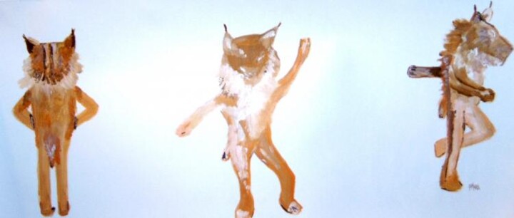 Pittura intitolato "Lynx bailando" da Q.Mumu, Opera d'arte originale