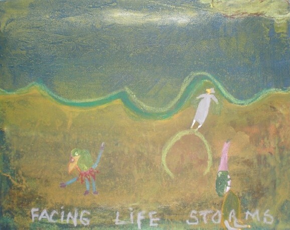 Malerei mit dem Titel "Facing life storms" von Q.Mumu, Original-Kunstwerk