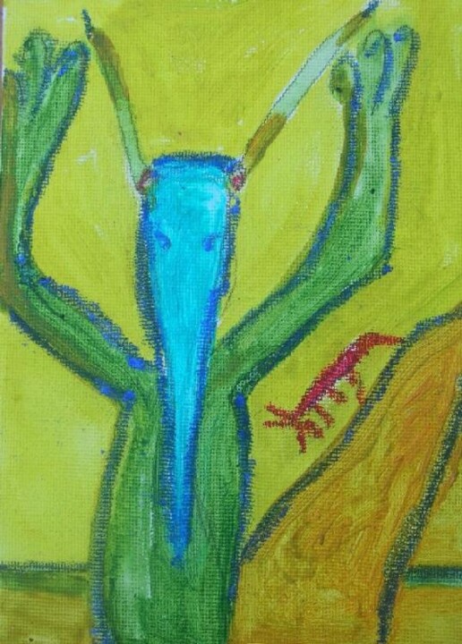 Pittura intitolato "Dieu des insectes" da Q.Mumu, Opera d'arte originale