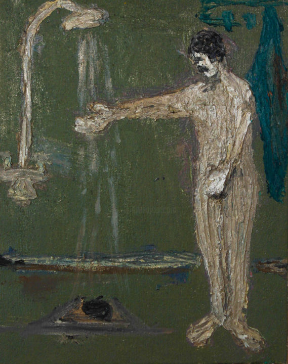 Malerei mit dem Titel "Douche" von Qafar Rzayev, Original-Kunstwerk, Öl