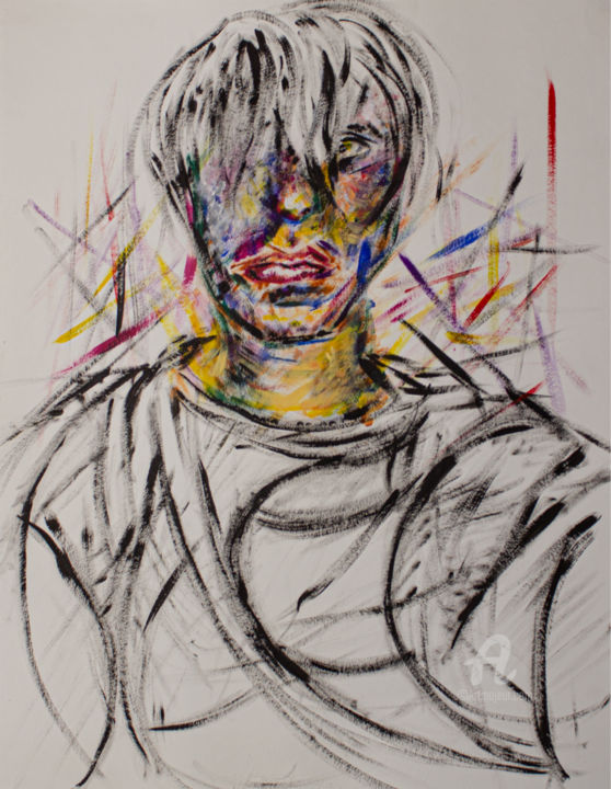 绘画 标题为“Self Portrait D” 由Quentin Esseiva, 原创艺术品, 丙烯