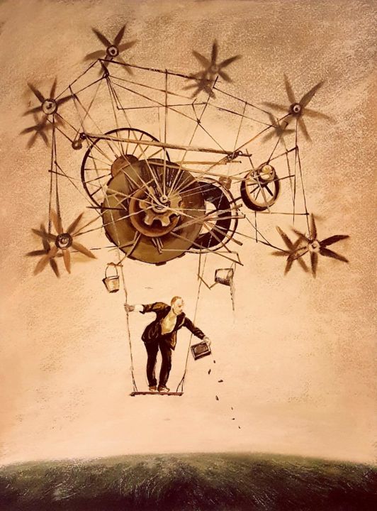 Peinture intitulée "Voyage dans le temps" par Aram Qas, Œuvre d'art originale, Acrylique