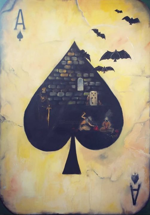 「Ace of spades」というタイトルの絵画 Vera Derevyankoによって, オリジナルのアートワーク, オイル