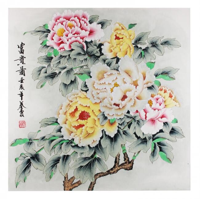 Painting titled "Blossom riches and…" by Qin, Original Artwork, Oil
