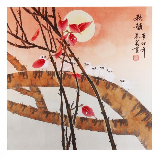 Painting titled "Autumn Night" by Qin, Original Artwork, Oil
