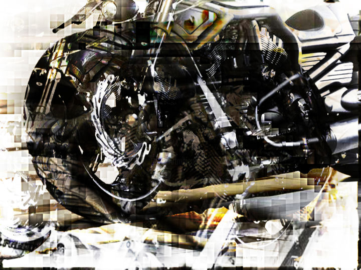 Digital Arts titled "Dark Harley" by Qinart, Original Artwork, Collages