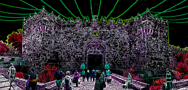 Digital Arts titled "Damascus Gate Green…" by J.A. Quattro (Qu4ttroStudio), Original Artwork, Non Manipulated Photography