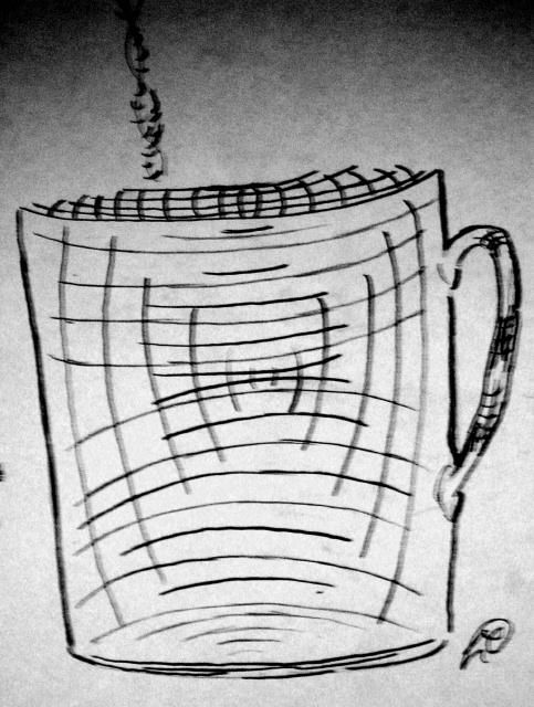 Desenho intitulada "dimensional mug" por Matthew Quain, Obras de arte originais