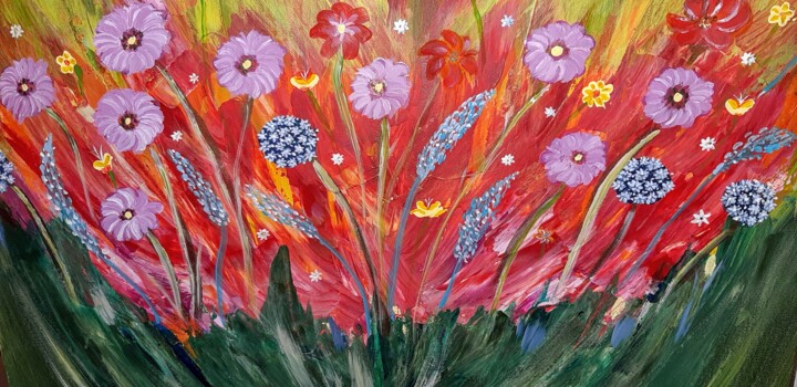 Malerei mit dem Titel "Spring Flowers" von Carola Victoria Quander, Original-Kunstwerk, Acryl