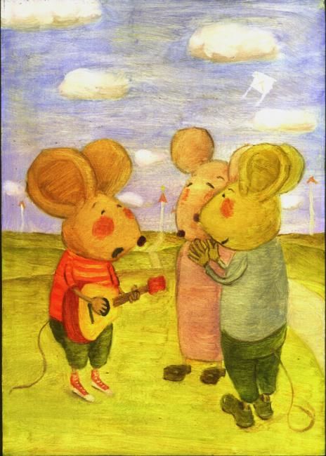 图画 标题为“大耳朵老鼠-1” 由欣 权, 原创艺术品