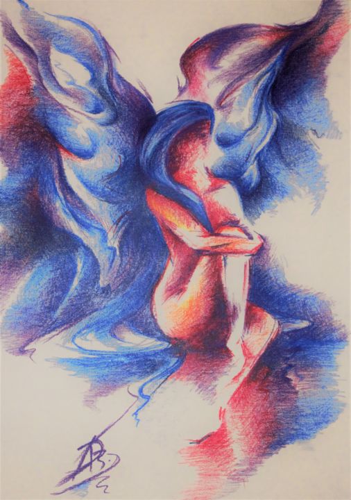 Dessin intitulée "Higher Self Impleme…" par Dominika Bartková, Œuvre d'art originale, Pastel